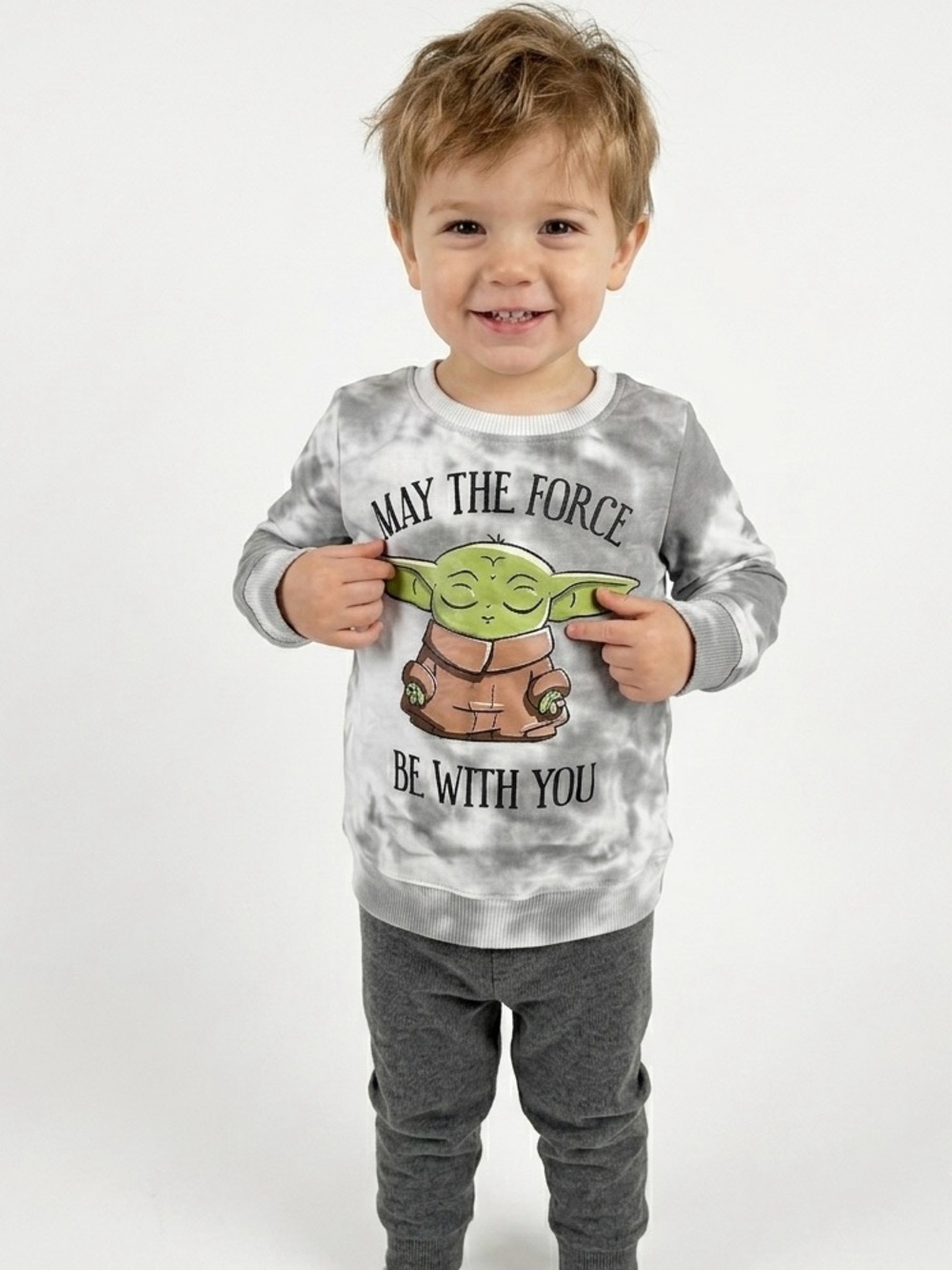 Star Wars Grogu "May The Force Be With You" Toddler Tie-Dye Sweatshirt, Size 4T